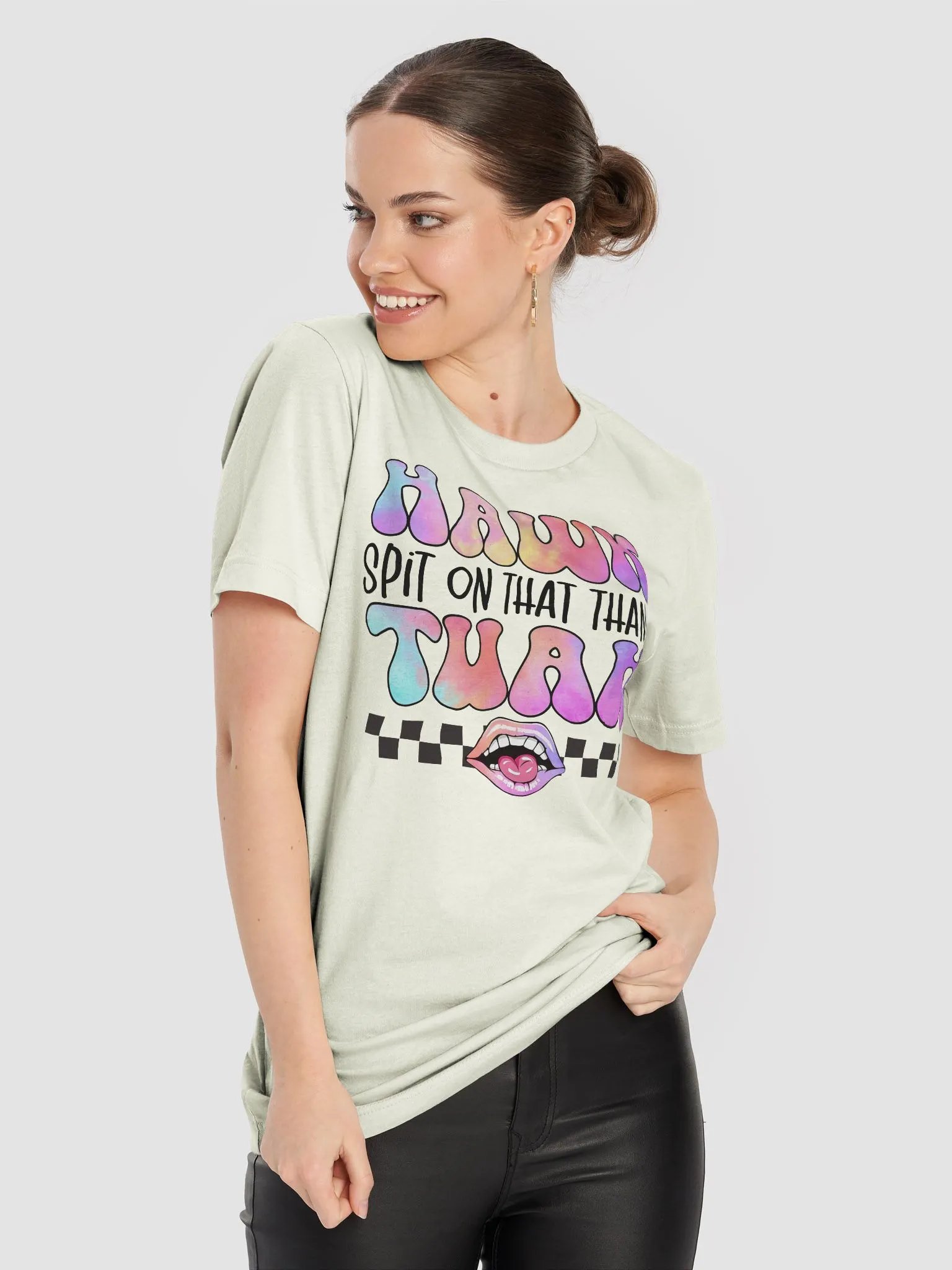 Hawk Tuah shirt, groovy spit on that thang funny quote, viral meme tee product image (8)