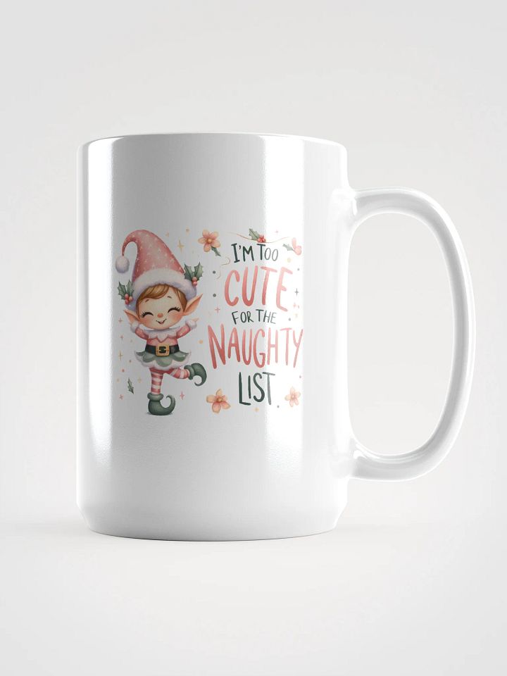 Cheerful Elf 'CUTE' White Glossy Mug product image (1)