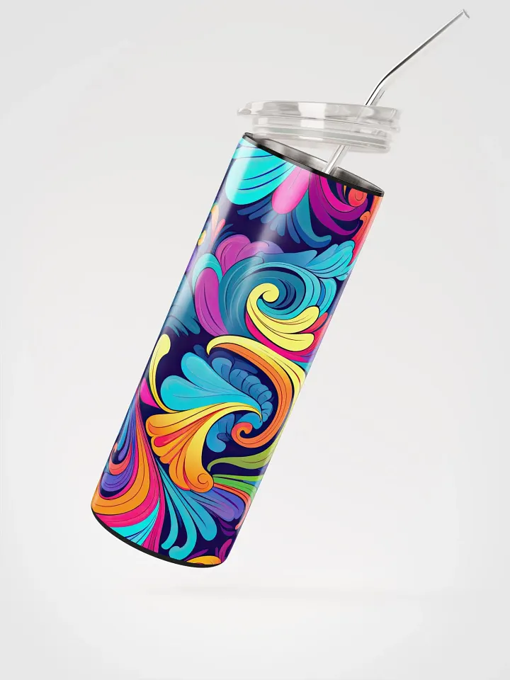 🌈 Funky Rainbow Stainless Steel Tumbler | 20oz Eco-Friendly Cup with Reusable Straw product image (2)