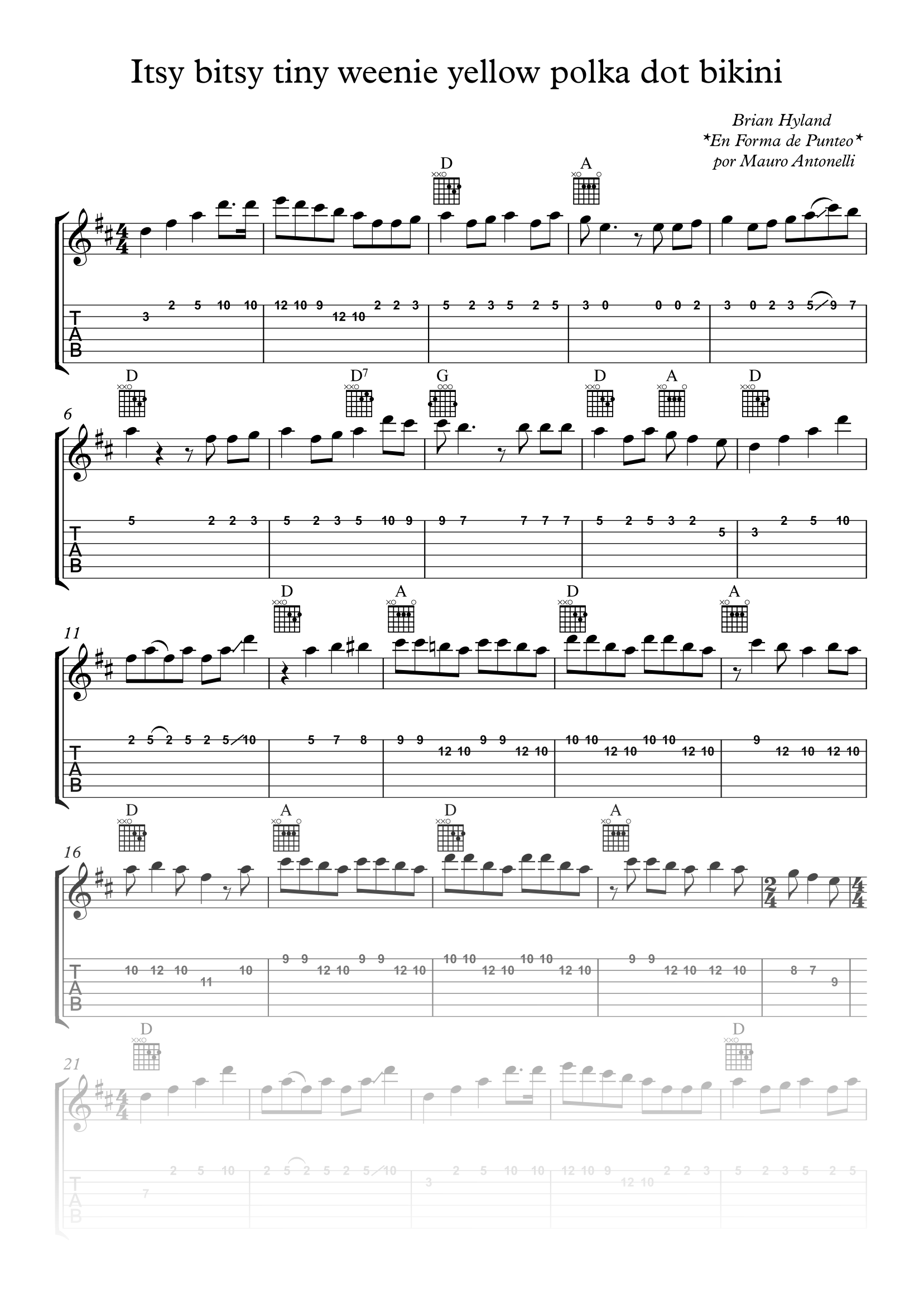 Itsy bitsy tiny weenie polkadot bikini - Partitura + Tab + Acordes + Pista product image (1)