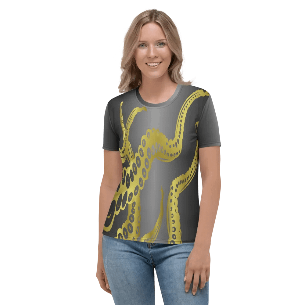 Octopus Tentacles Gold All Over Print T-shirt product image (2)