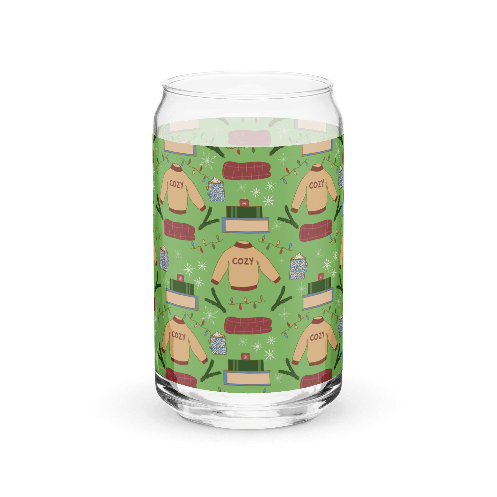 Cozy Winter Pattern in Green Glass Tumbler product image (5)