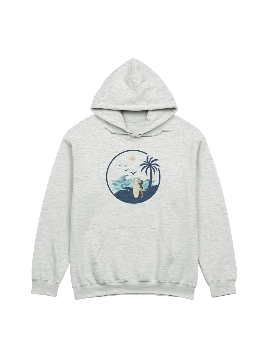 Vintage Surfer Girl Circle – Retro Palm Tree, Sun & Ocean Waves Design Hoodie product image (1)