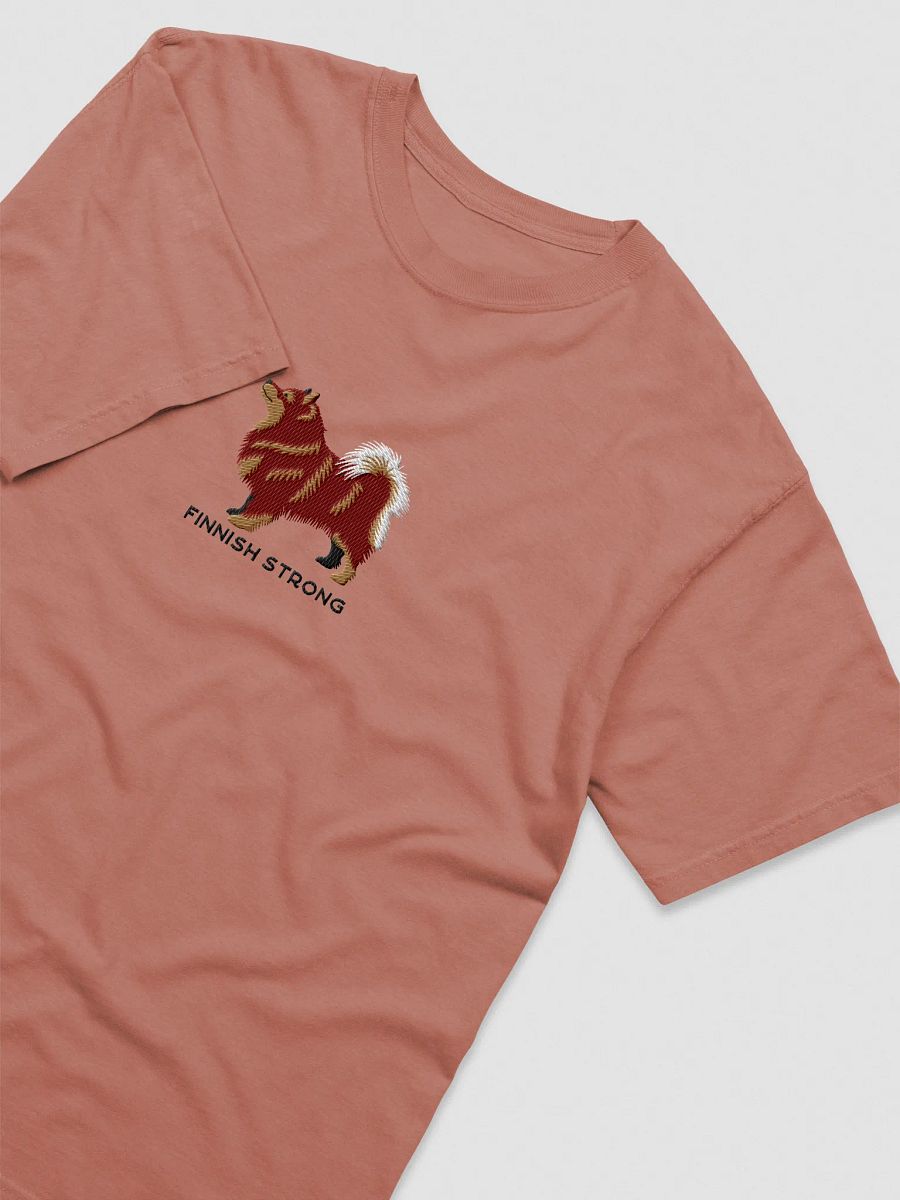 Finnish Strong T-Shirt(Embroidered) of a Finnish Lapphund(Red & Tan) product image (3)