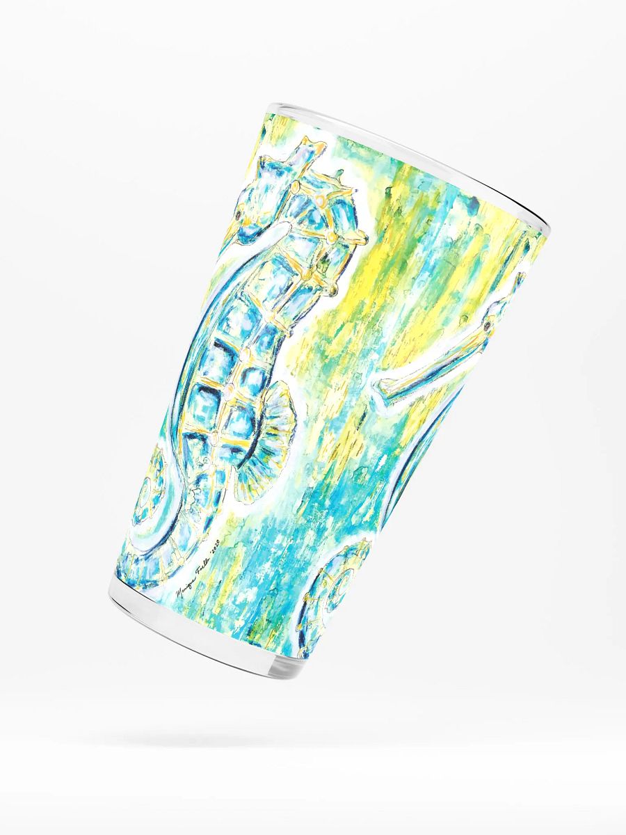 Painted Seahorses Shaker Pint Glass | Coastal Drinkware | Monique Faella Designs™ 🐚🍹🎨 product image (5)