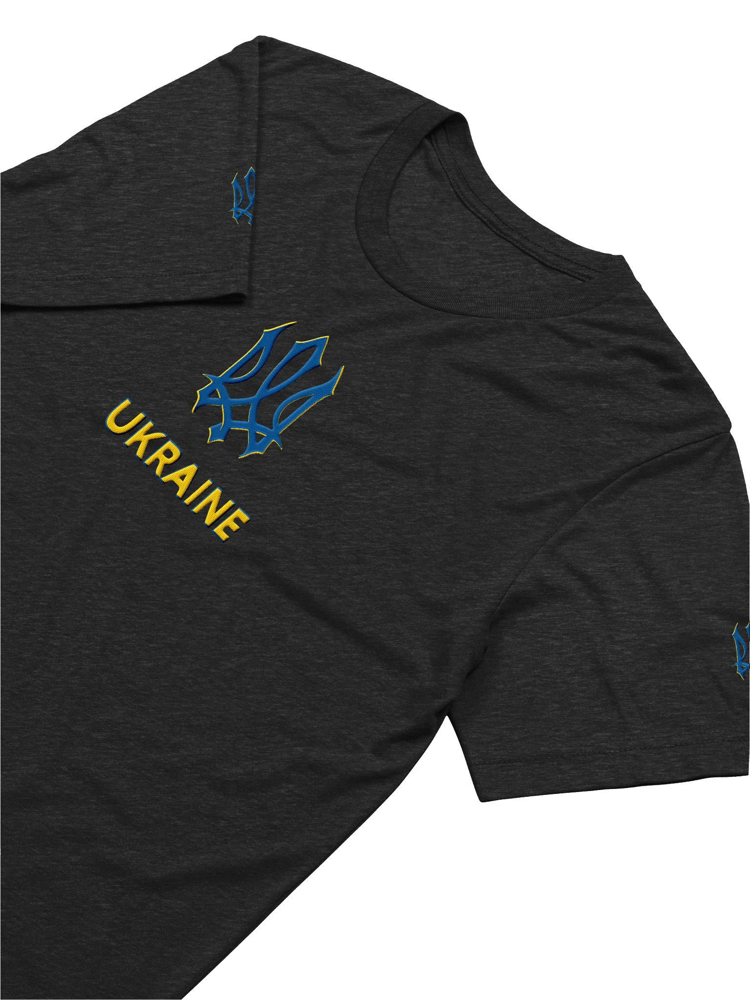 Ukraine Trident Blue Yellow Ukrainian Coat Arms Official Symbol | Bella+Canvas Triblend Short Sleeve T-Shirt | Embroidered product image (66)