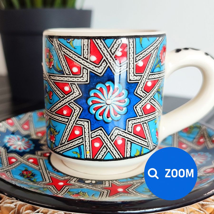 Ceramic coffee set (Iznik, white) — handmade pottery, Turkish ceramic product image (9)