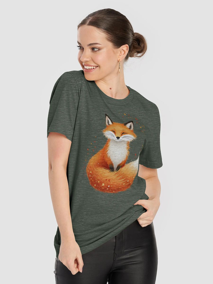 Smiling Fox T-Shirt, Autumn Leaves Fox Design, Cozy Wildlife Graphic Tee, Nature Lover Gift, Cute Animal T-shirt product image (5)