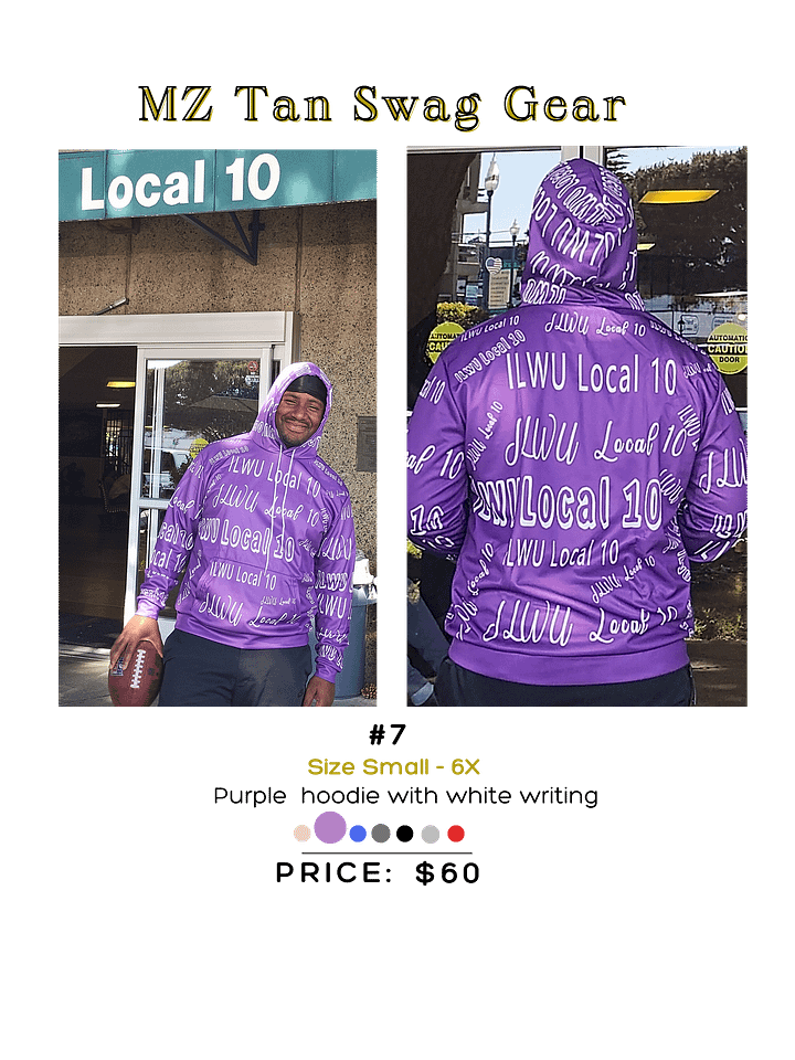 Purple and White All over ILWU local 10 hoodie product image (1)