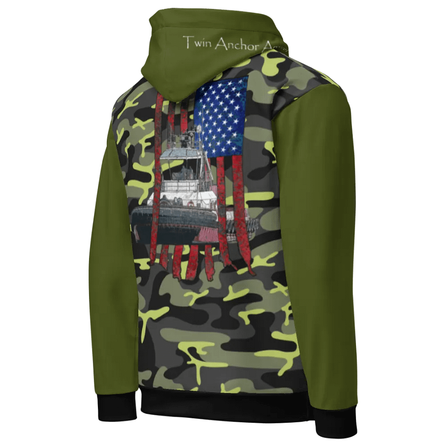 Green & Camouflage Athena Tug CE Flage Hoodie product image (8)