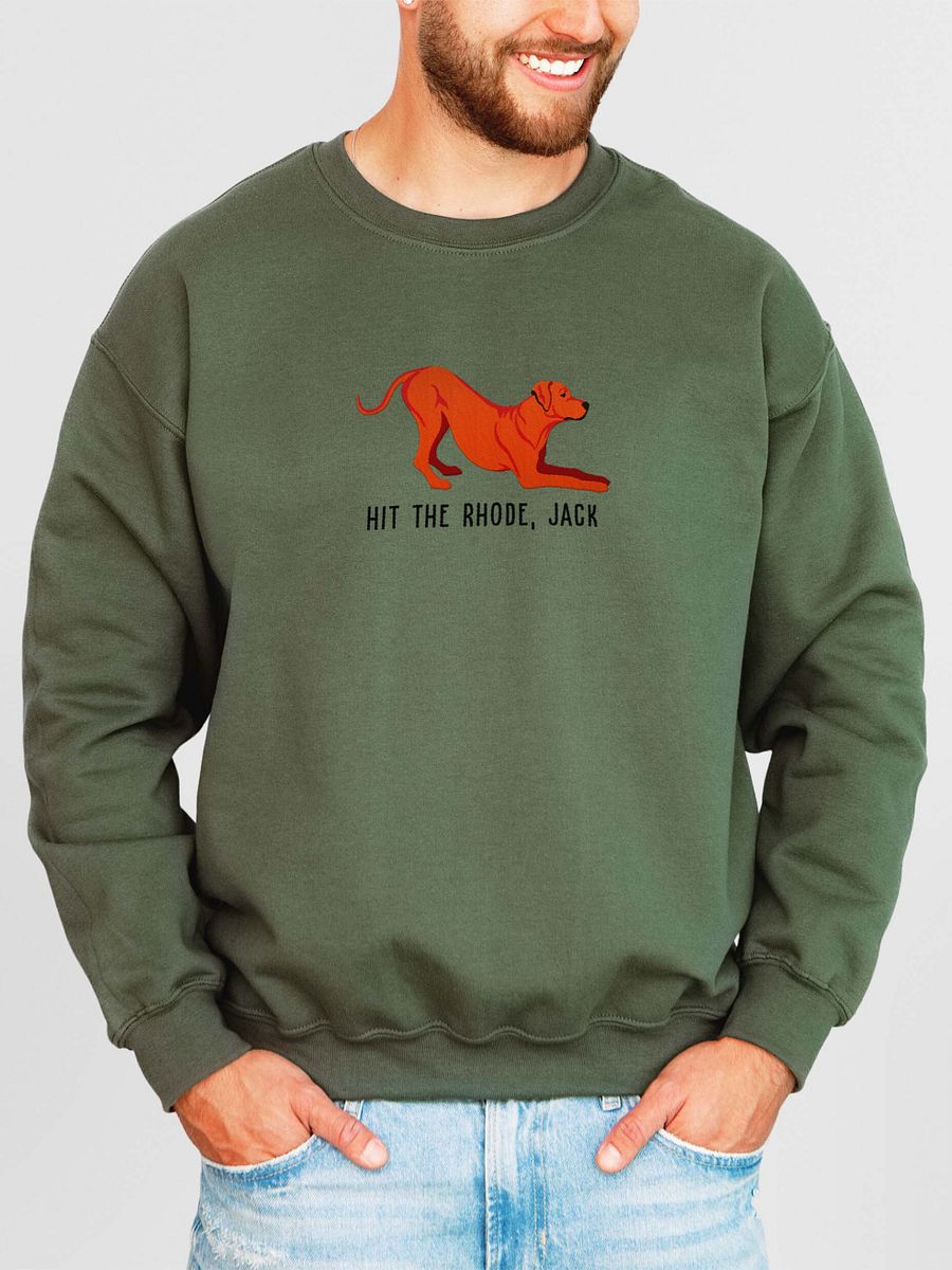 Hit the Rhode, Jack Sweatshirt (Embroidered) of a Rhodesian Ridgeback(Red) product image (2)