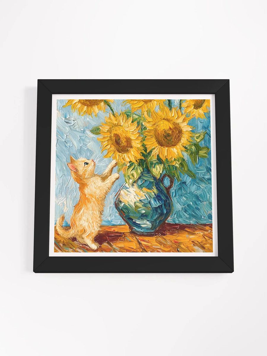 Curious Cat and Sunflowers Framed Poster Art product image (48)