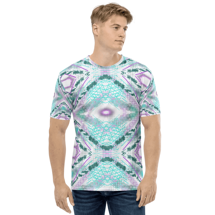 Aqua Mesh Geometric Design T-Shirt product image (1)