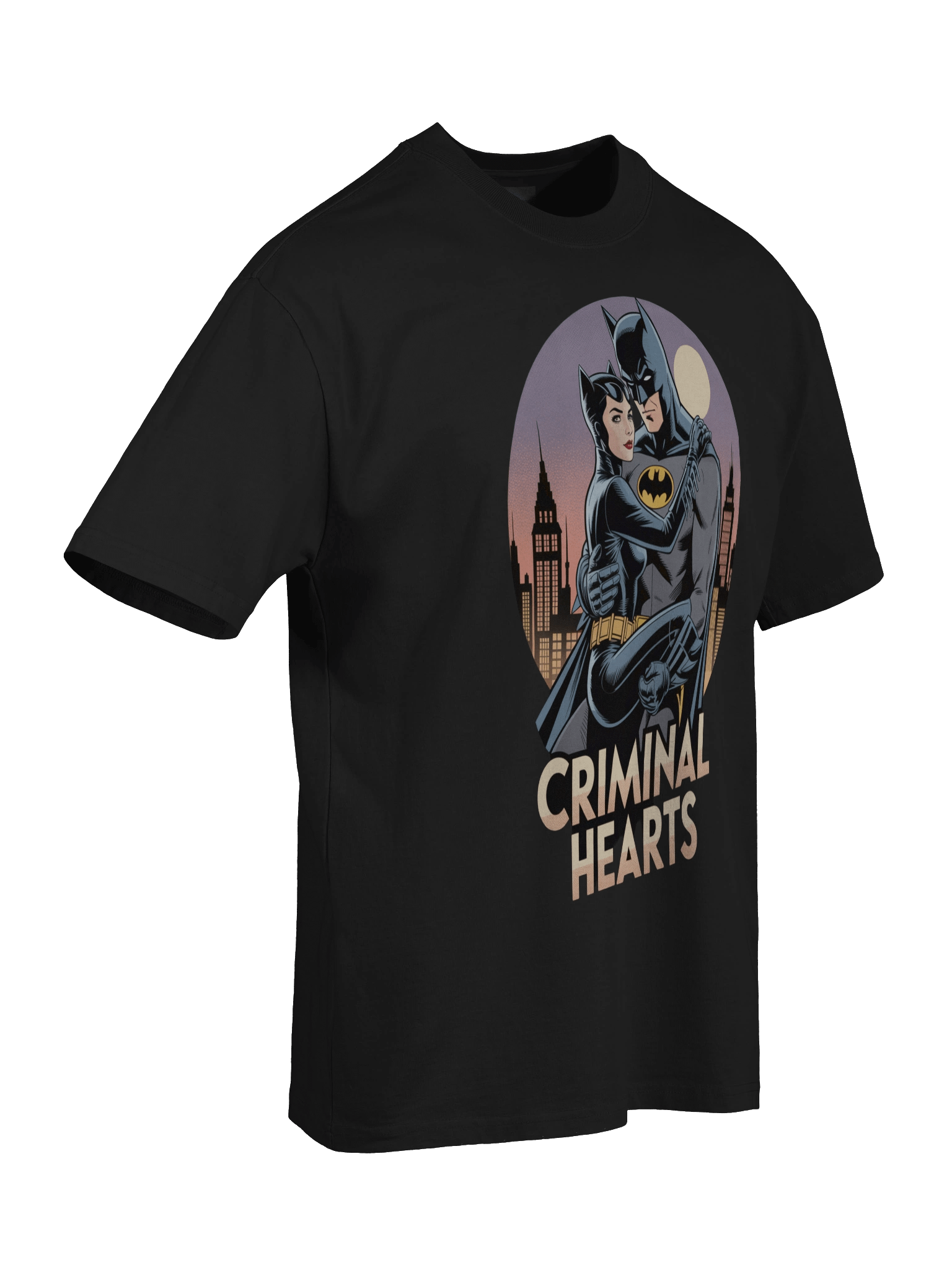 Criminal Hearts: Batman & Catwoman Forbidden Embrace Oversized Faded T-Shirt product image (8)