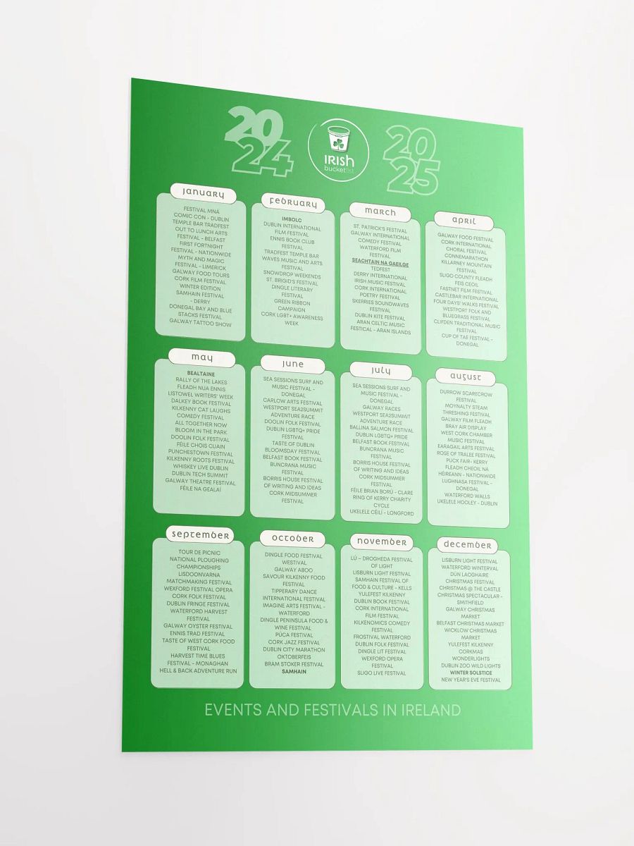 Irish Bucket List Calendar of Events and Festivals 2025 - Premium Matte Poster product image (3)