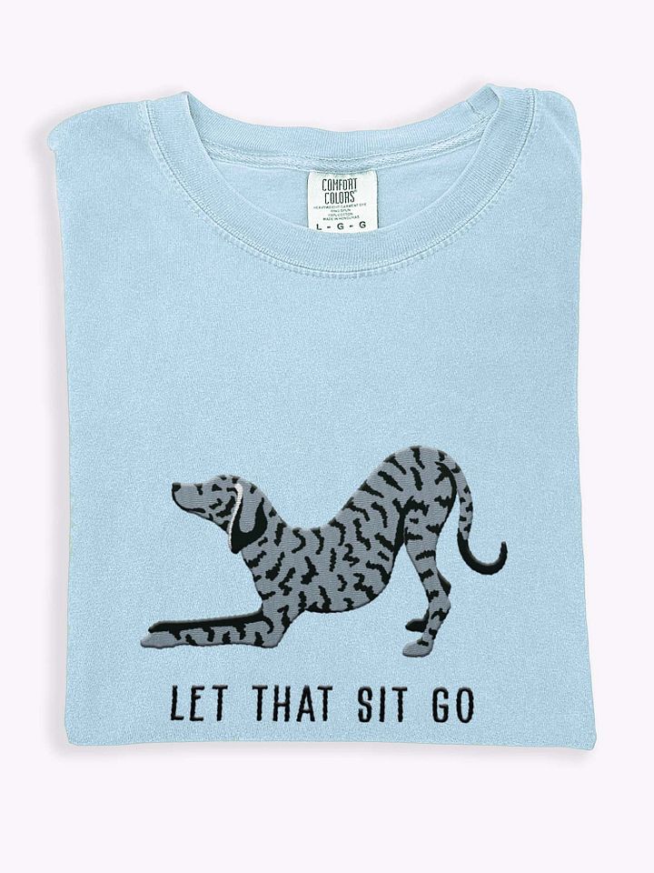 Let That Sit Go T-Shirt(Embroidered) of a Plott Hound(Blue Brindle) product image (1)