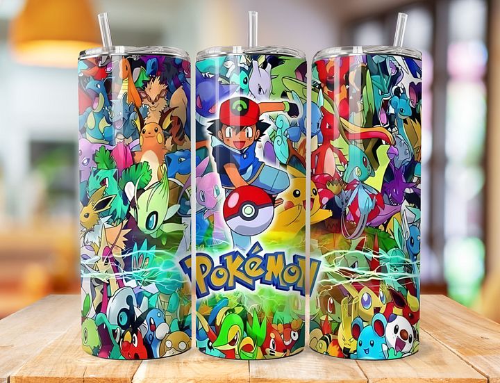 Ash Ketchum and Friends 20 oz Stainless Steel Tumbler – Pokémon Adventure Design product image (1)