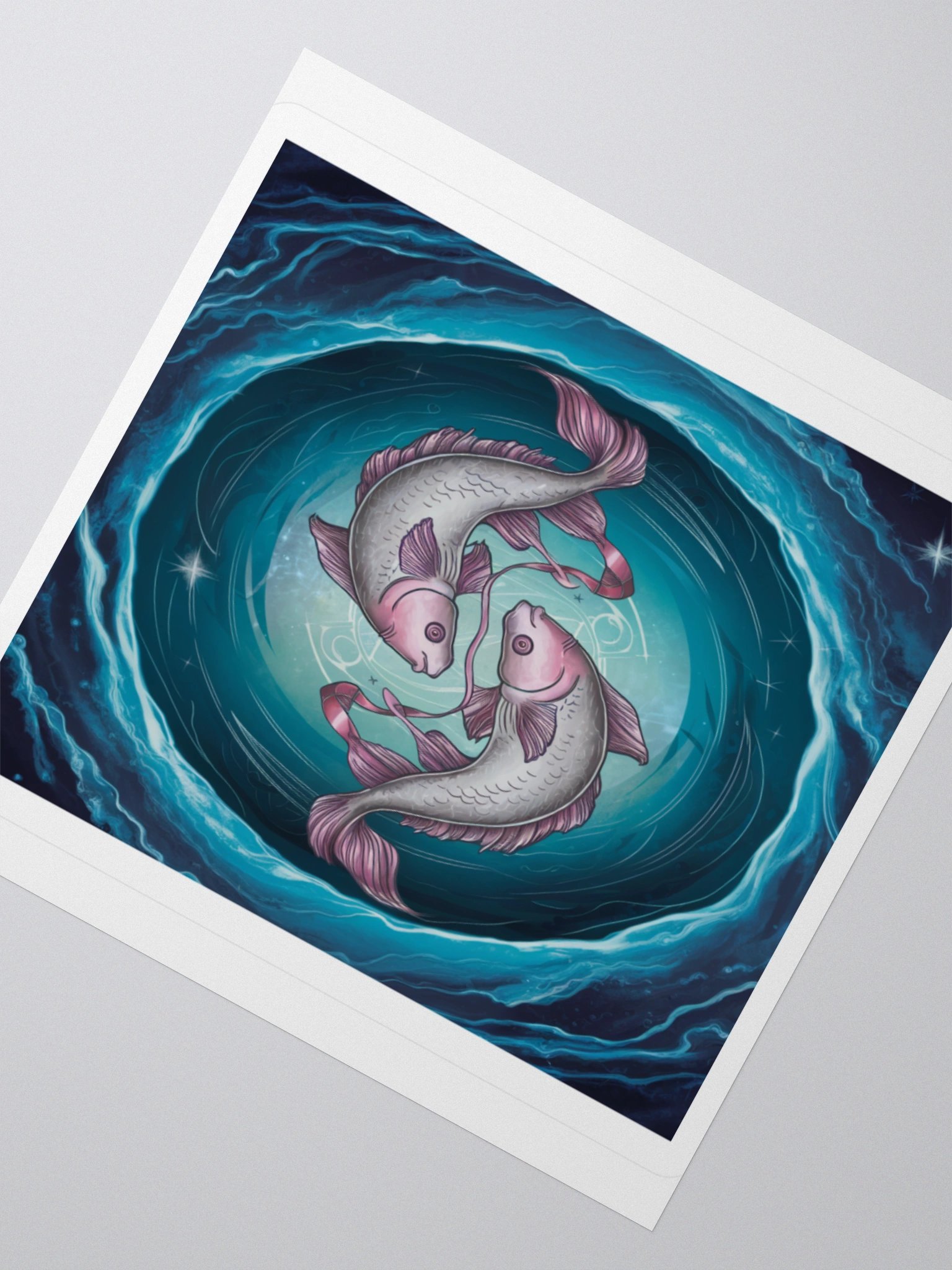 Mesmerizing Pisces Zodiac Sticker - Dual Fish in Celestial Waves, Exclusive Design product image (4)