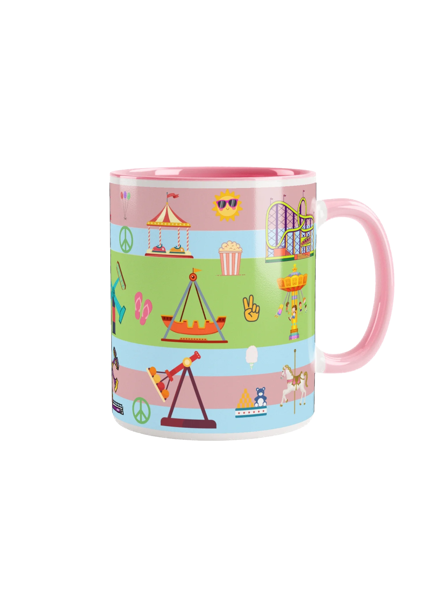 Pastel Park Vibes Mug – Roller Coaster & Carnival Ride Ceramic Cup for Theme Park Fans product image (3)