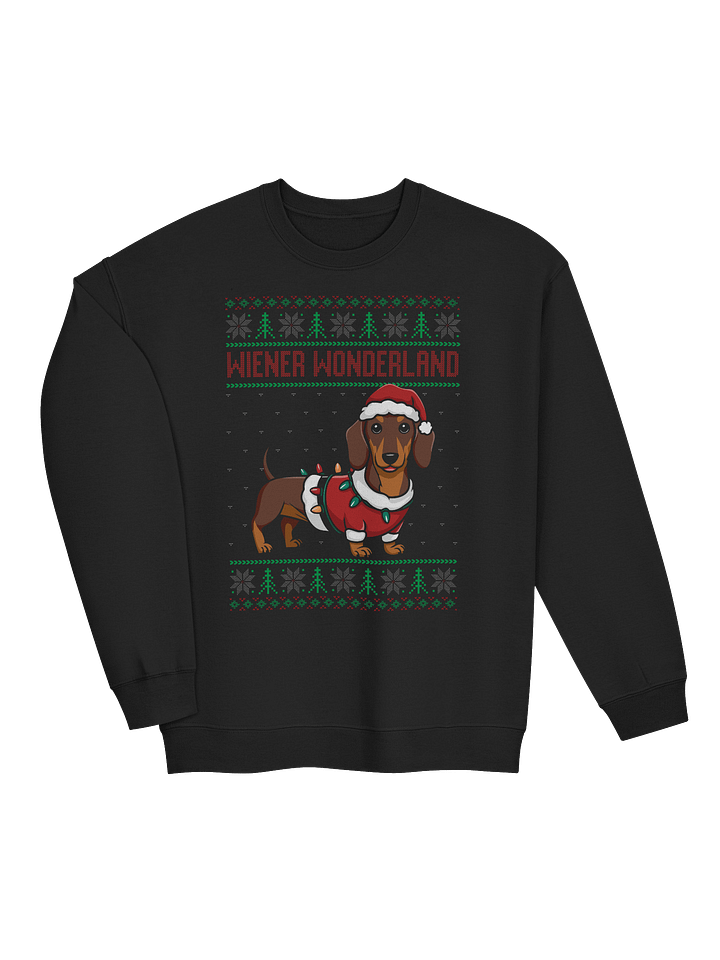 Wiener Wonderland Dachshund Christmas Sweatshirt – Cute Holiday Doxie Lights Sweater Print product image (2)