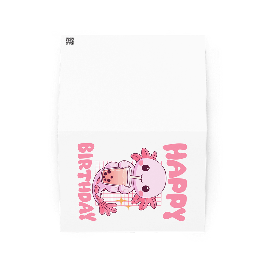 Happy Birthday (Axolotl Drinking Bubble Tea) Birthday Card 5" x 7" product image (2)