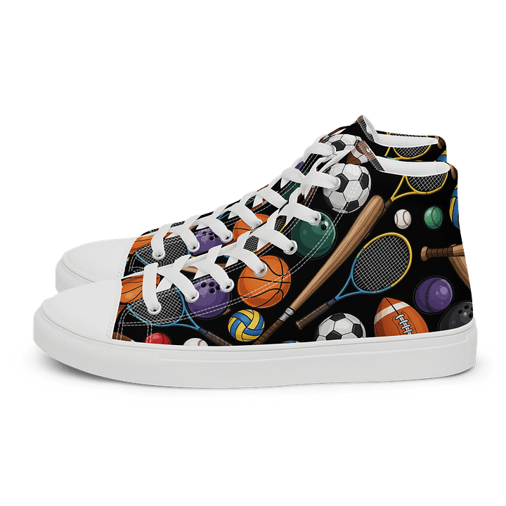Sports Equipment Pattern High Top Shoes product image (1)