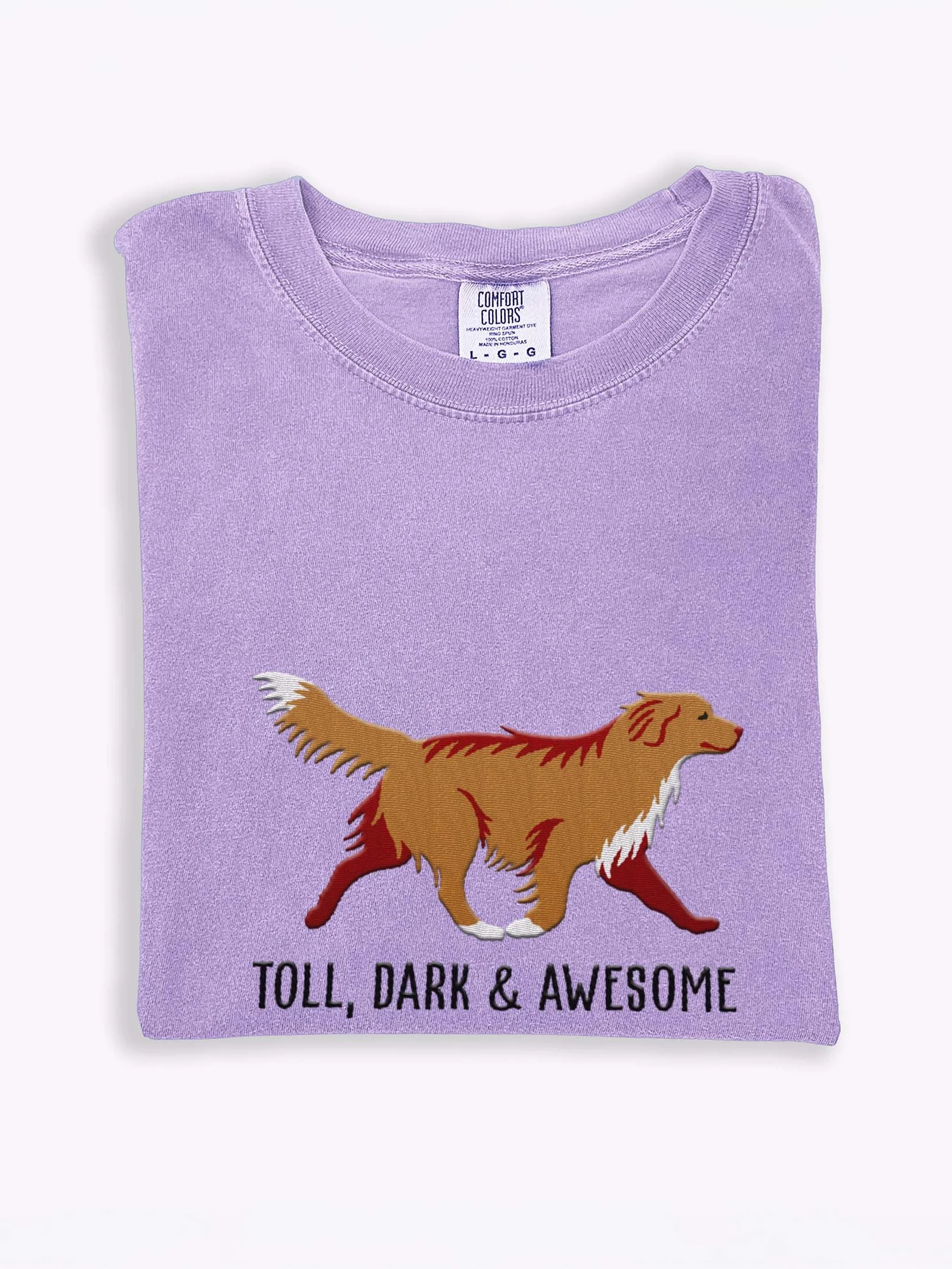 Toll, Dark, and Awesome T-Shirt(Embroidered) of a Nova Scotia Duck Tolling Retriever(Tan) product image (1)
