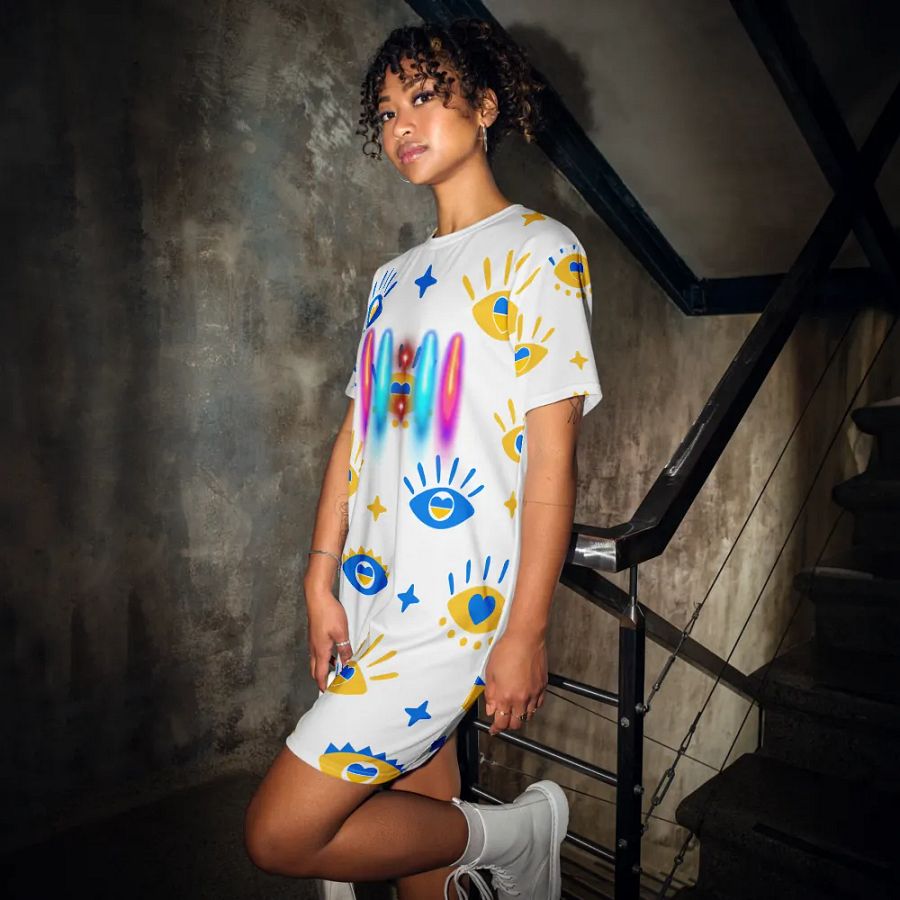 11:11 Evil Eye Divinely Protected All-Over T-Shirt Dress product image (12)