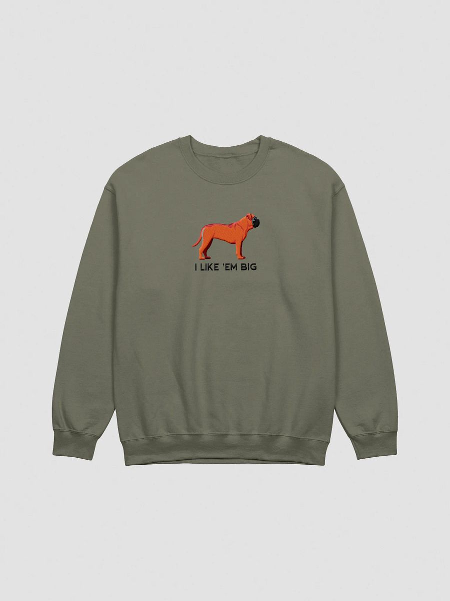 I Like 'Em Big Sweatshirt (Embroidered) of an English Mastiff(Red) product image (7)