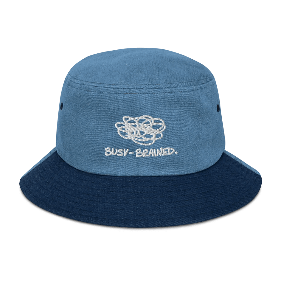 BUSY-BRAINED (white) embroidered denim bucket hat product image (8)