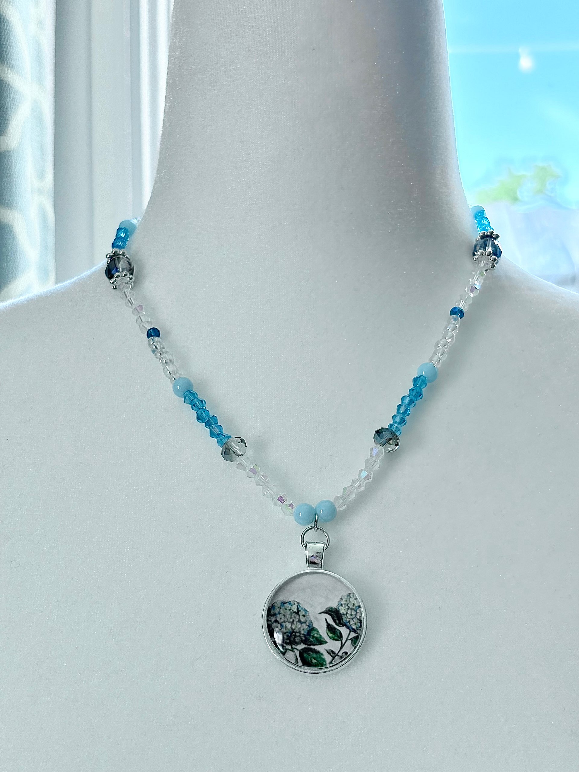 MFD-00041 | Hydrangea Print Pendant | Handmade & Fully Beaded Necklace | by Monique Faella Designs™ product image (7)