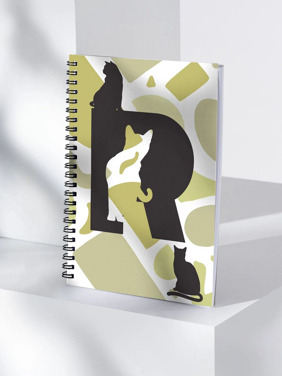 Monogram Letter R Cat Lover Geometric Greens Notebook product image (4)