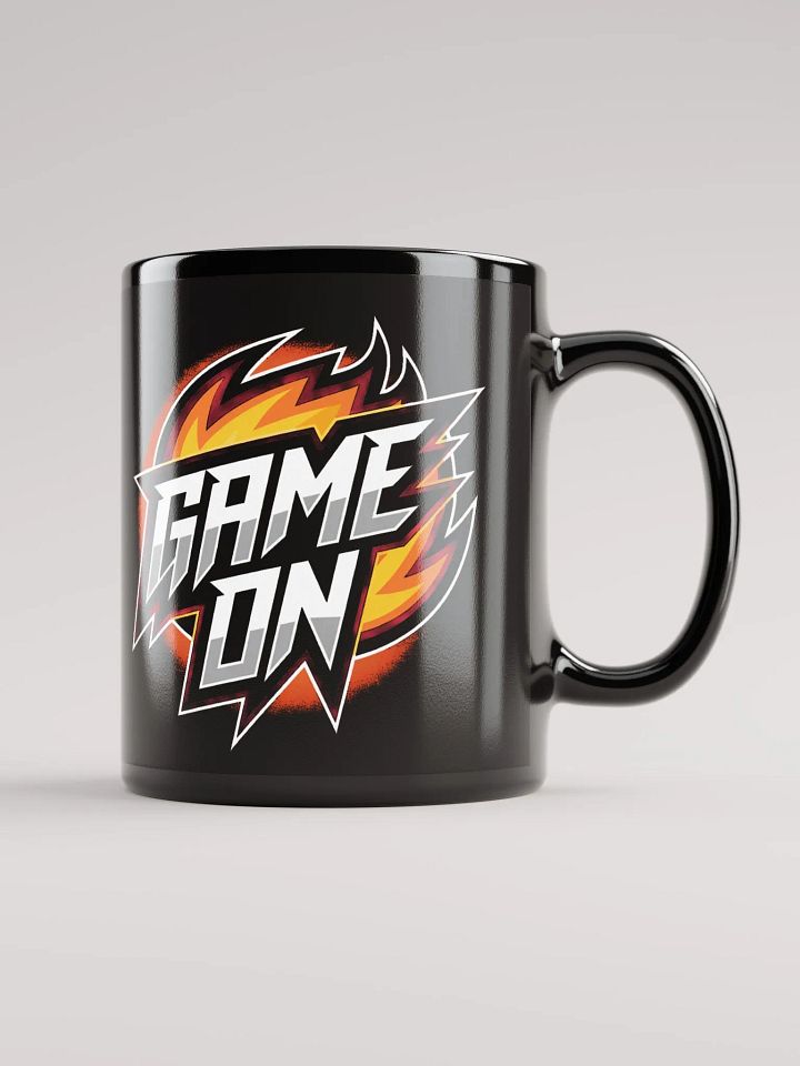 Flaming Game On #Statement Glossy Black Mug product image (1)