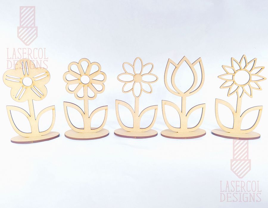 Flowers - Set 3 - (Two Sizes, Five Styles)- Laser Cut Files product image (10)