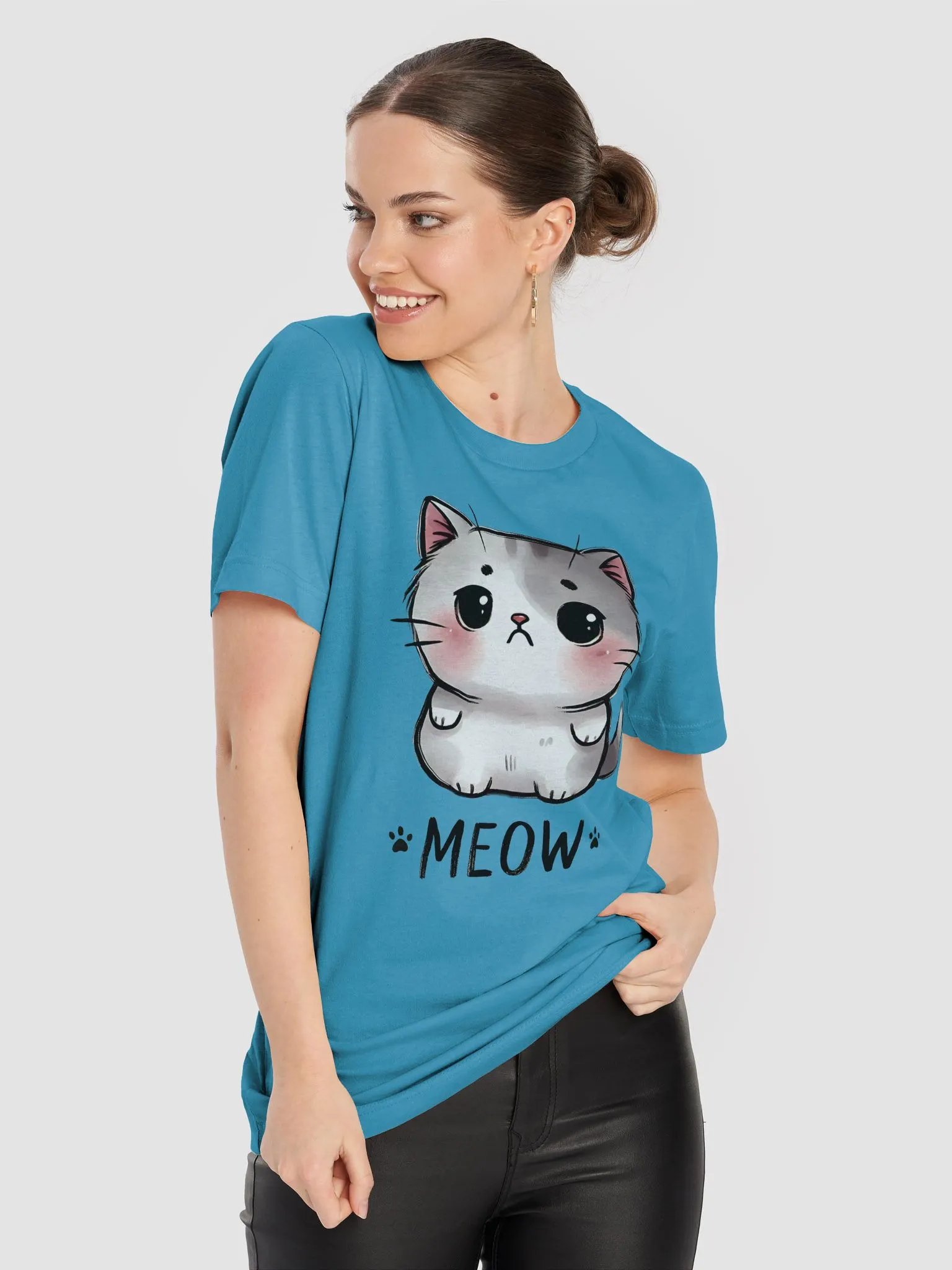 Adorable 'Meow' Cat T-Shirt – Cute and Playful Kitty Design product image (8)