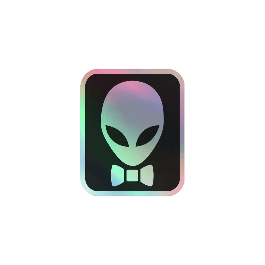 Alien with Bow Tie Holographic Sticker product image (1)
