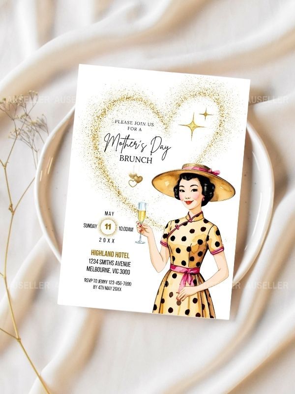 Mother's Day Brunch Invitation Bundle - Asian Lady Wearing Cheongsam product image (2)