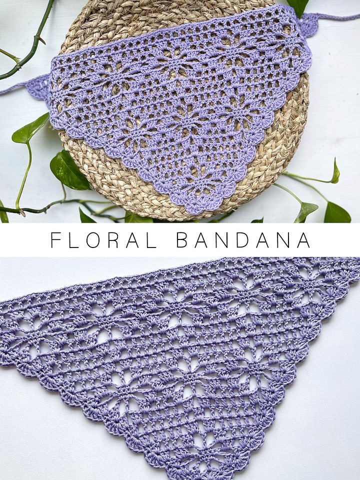 Crochet Pattern: Floral Diamond Mesh Bandana product image (1)