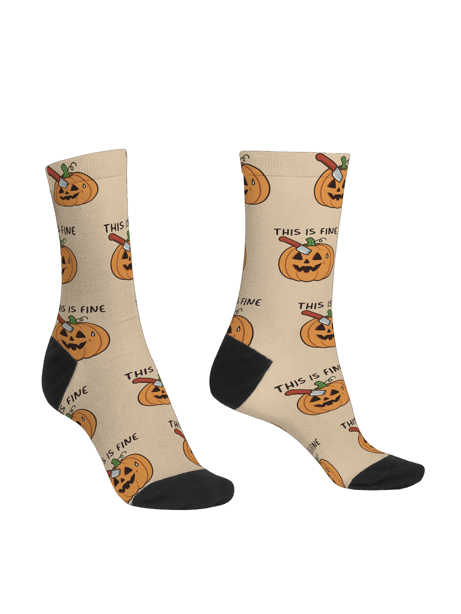 This Is Fine Jack-O'-Lantern Crew Socks product image (3)