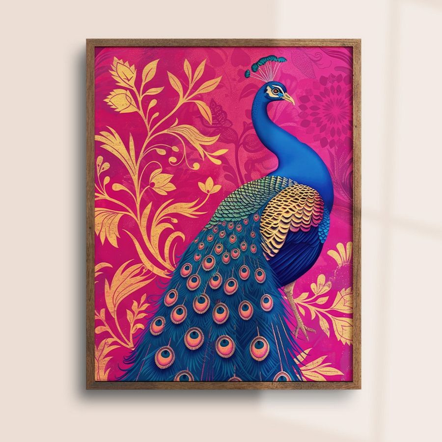 Art Nouveau Peacock on Fuchsia product image (9)