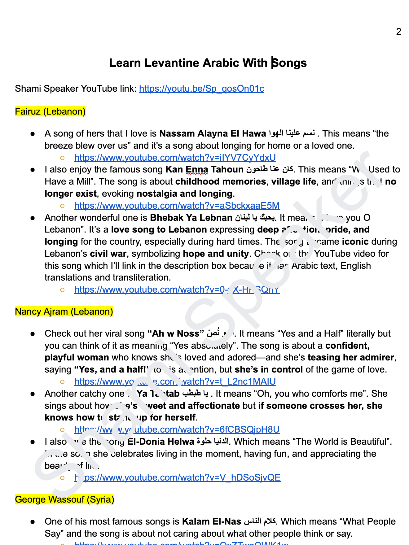 Learn Levantine Arabic With Songs product image (2)