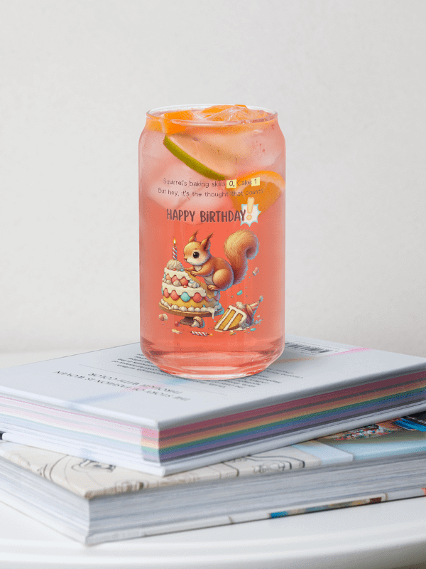 Squirrel Happy Birthday Cake Can-shaped Glass product image (9)