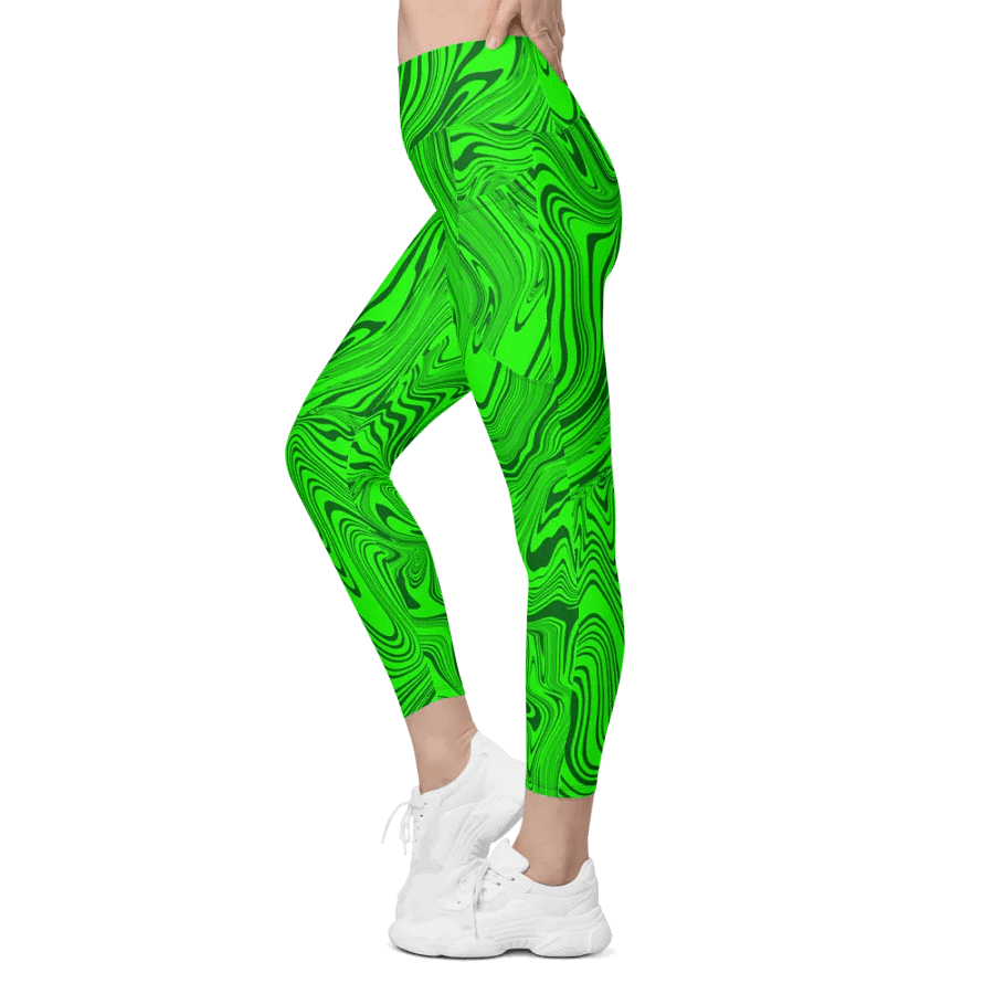 Leggings with Pockets - Abstract Green Swirls product image (5)