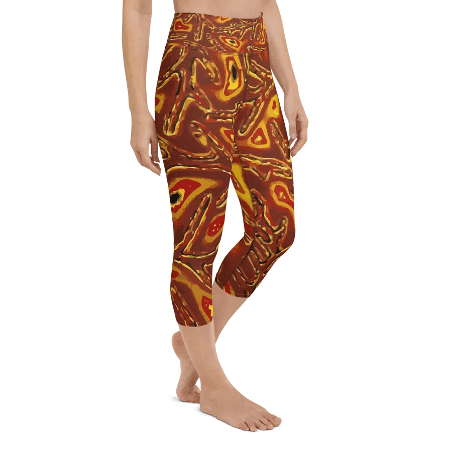 Japanese Fiery Abstract Capri Yoga Leggings product image (9)