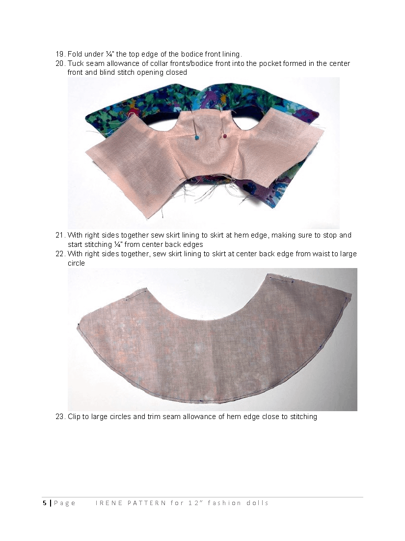 Irene sewing pattern for 12" fashion dolls product image (3)