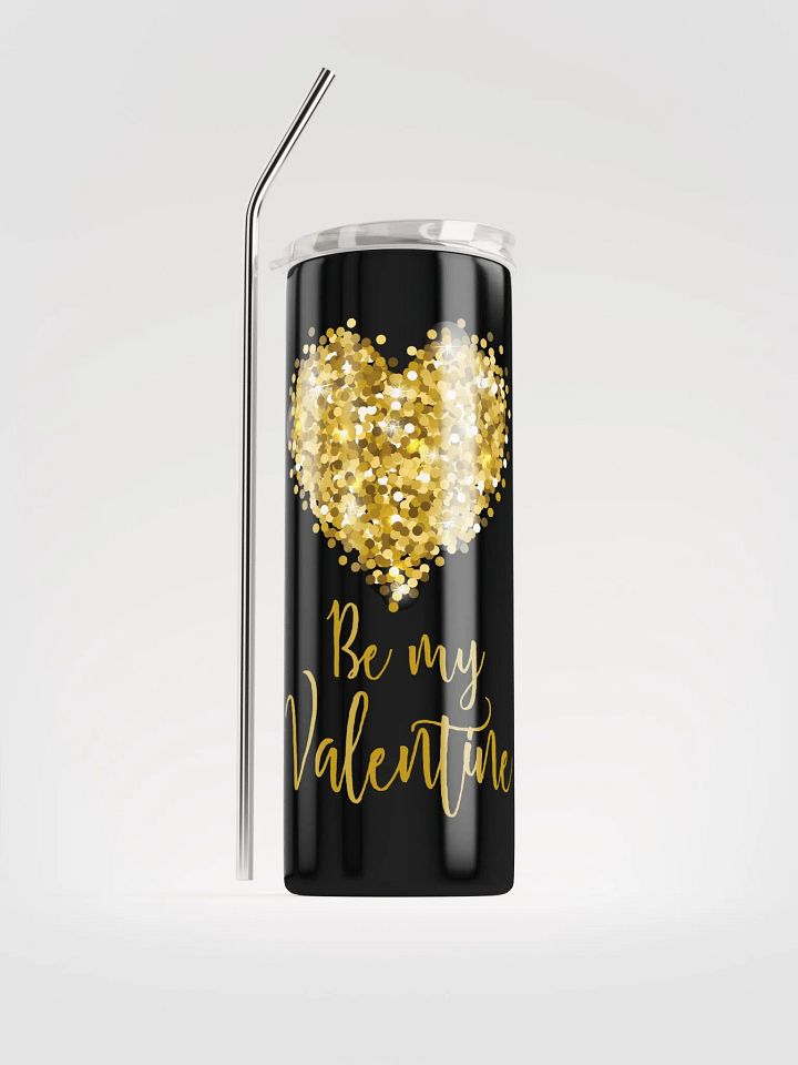 Golden Glitter Heart Be My Valentine Stainless Steel Tumbler: Sparkling Love product image (1)
