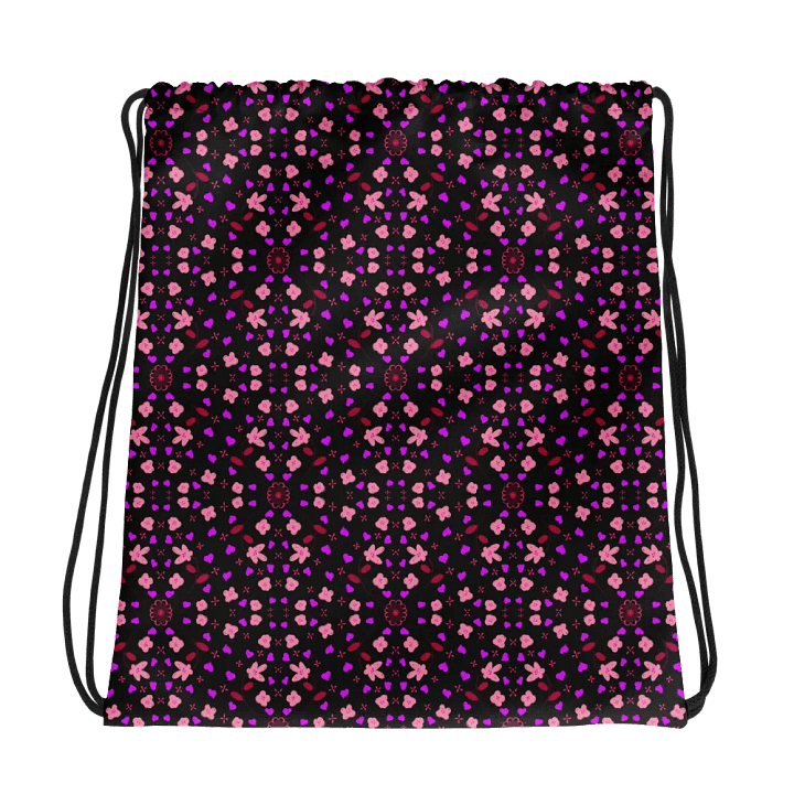 Hearts and Flowers Dark Drawstring bag product image (1)