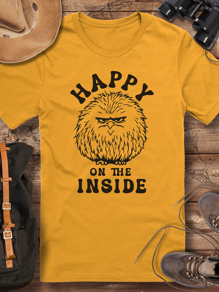 Funny Grumpy Kiwi T-Shirt, Happy on the Inside Sarcastic Tee, Bird Lover Gift, Moody Animal Graphic Shirt, Unisex Funny Wildlife T-shirt product image (1)