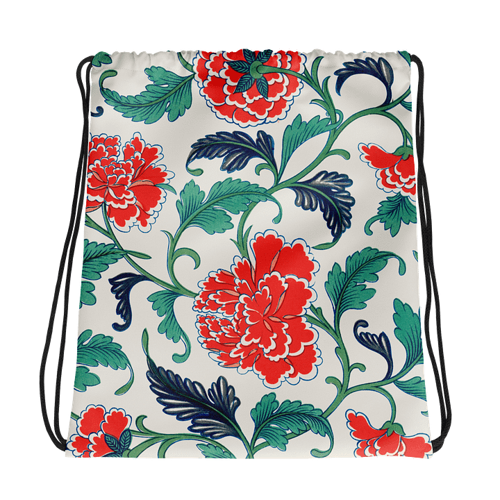 Red Floral Pattern. Drawstring Bag product image (1)