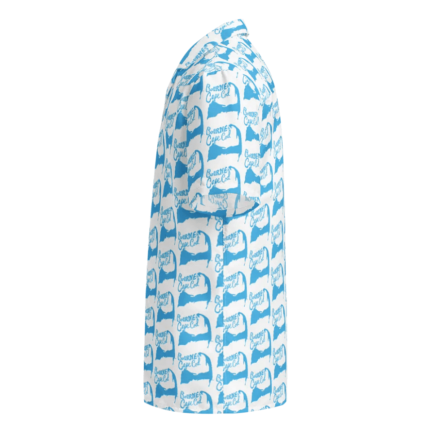 Women's | BOURNE to Cape Cod™ | Hawaiian Shirt | Classic Coastal Vibes | All-Over Logo Print | Blue on White product image (3)